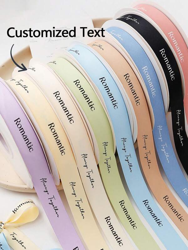 Custom Satin Ribbon Bows With Text, 25mm Wide Gift Ribbon, DIY Cake Baking Crafts Rose Flowers Birthday Party Colored Ribbons, Wedding Decoration Gift Packaging, Graduation, Balloon Ribbon