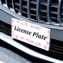 1pc Pink Flower Pattern 2-Hole License Plate Frame, Aluminum Material, 12x6 Inches With Screw Set, Retro Novelty Car Decoration, Standard US License Plate Size - 12x6 inch - Xem 6