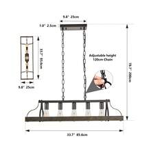 Black Gold Kitchen Island Pendant Light 5-Light Dining Chandelier, Farmhouse Industrial Retro Dining Room Lights, Iron Art Frame Adjustable Height Chain Pendant Light, E26 Base Max 60W (Bulbs Not Included), Linear Hanging Light For Kitchen Island/Dining Table/Breakfast Bar/Dining Area Home Interior Decor - 5-Ánh sáng - Xem 8