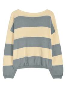 2025 Spring & Autumn Minimalist Striped Pullover Sweater For Women