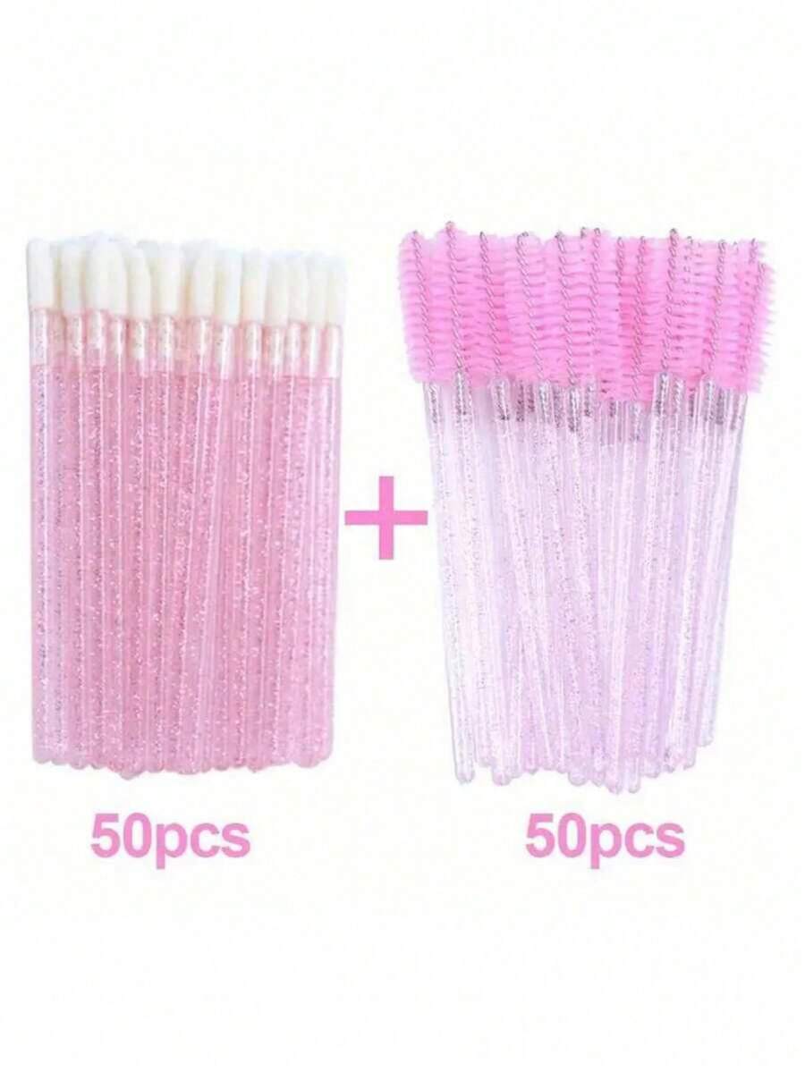 100pcs Disposable Lip & Eyelash Makeup Brushes - Sensitive Nylon Bristles, Easy Application For Lipstick, Lip Gloss, Mascara - Suitable For All Skin Types,Brush Set,Makeup Brush Kit,Make Up Brush Set,Make Up Set Complete,Makeup Brush Set,Complete Makeup Kit,Brush Kit,Brushes Makeup Set,Makeup Gift Set,Set - Multicolor - View 1