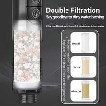 （3件套）家用增压四档可调ABS材质花洒头，1.5米不锈钢软管，以及带挂钩的免钻孔ABS花洒头支架，可悬挂沐浴海绵，浴室配件，浴室工具