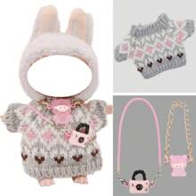 Pullover, Halskette, Umhängetasche Set, Neues Produkt, für Labubu (Plüschpuppe nicht enthalten)