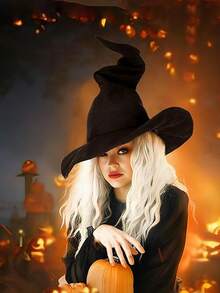 2 件女巫帽，62 厘米 24.4 英寸女巫服装大号女巫帽，适合复活节派对夏威夷夏季春季成人和青少年万圣节礼物圣诞礼物，新年礼物复活节礼物派对礼品队列玩具，新奇角色扮演配件万圣节服装派对圣诞化妆舞会狂欢节魔术师帽 - 黑色 - 查看 4