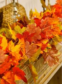 1 件/2 件枫叶花环，68.78 英寸/78.74 英寸人造枫叶秋藤，悬挂秋藤，桌面装饰，场景装饰，园艺装饰 - 可重复使用，适用于家庭聚会、壁炉装饰、婚宴装饰、家庭婚礼派对、家居装饰、前门秋季装饰、室内外装饰、万圣节和圣诞节。