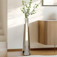 UNHO 30" Tall Mirrored Floor Vase Silver Big Vases For Dried Flower Home Decorative - Silver - View 2