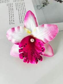 2pcs/Set Gradient Pink Rhododendron Flower Ear Clip Hawaiian Flower Hair Clips For Women Plumeria Hibiscus Hair Clip Artificial Flower Clips Hair Accessories For Diy Bridal Hair Decoration,Pink Accessories Valentine's Day Valentinessummer Claw Clips Hair Claws Hair Barrettes, Hair Slide - Multicolor - View 3