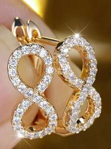 1 Pair Luxury Cubic Zirconia Earrings, Wedding Engagement Anniversary Party Jewelry Gift For Women - 1# - View 2