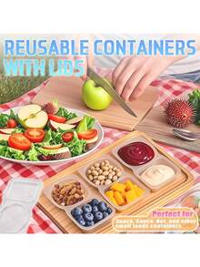 10/20 件 5 盎司双层透明隔层零食盒带盖，2 隔层小型一次性塑料零食盒，适用于酱汁、沙拉、旅行、野餐 - 無色 - 查看 3