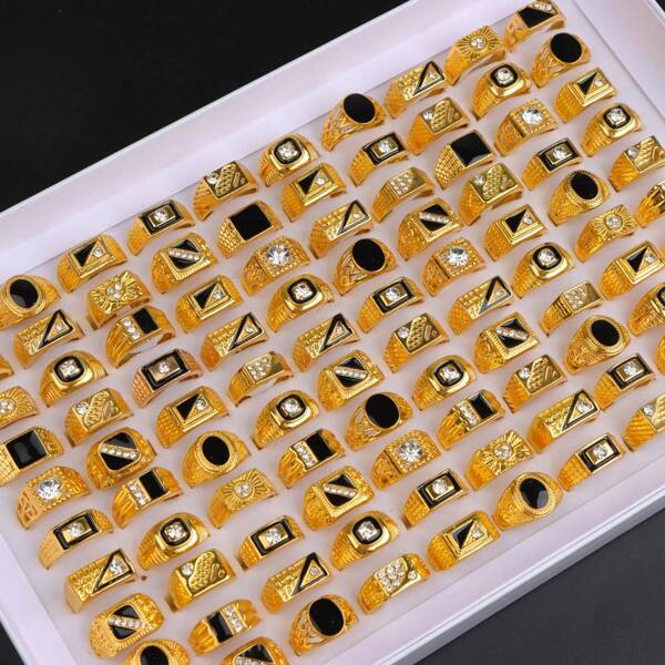 10Pcs/Lot Fashion Vintage Charming Men Women Rings Geometric Style Attending Conferences Holiday Gifts Daily Wearing Accessories