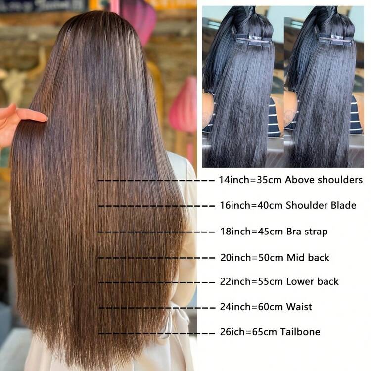 雷米真人发接发带 天然黑色接发带 直发 16 英寸 - 26 英寸 20 片装 加厚接发 - S2 - 查看 6