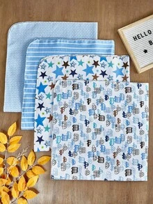 4 件/2 件套新生儿襁褓毯，温暖舒适的婴儿花卉印花包裹毯，卡通图案婴儿平纹细布包巾（多种颜色） - 彩色 - 查看 6