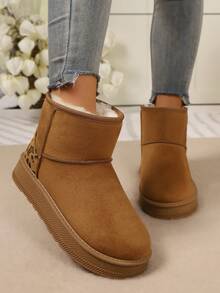 2025Women's Warm & Versatile Minimalist Snow Boots, Anti-Slip Short Shaft Boots, Autumn/Winter,Fur Boots - Brown - View 4