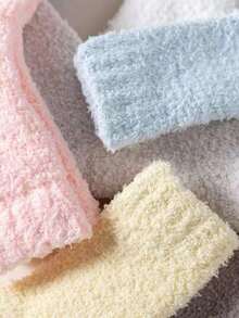 KIT 3 6 12 Women's Winter Socks Mid-Calf Thick Thermal Plush Warm For Sleeping And Staying 35-40 - 彩色 - 查看 7