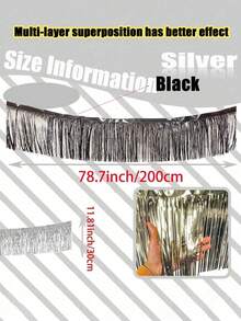Metal Tassel Garland, Tassel Swag, Hanging Tassel Garland, Multipurpose Hanging Decor, Metal Tassel Wall Decor, Hanging Backdrop Tableskirt Decor, Metallic Silver Foil Streamer Photo Backdrop, Suitable For Decorating Floats, Bachelorette Parties, Weddings, Birthdays, Halloween, Party Decor, Bachelorette Party Wall Decor, Bachelorette Party Gifts, Bachelorette Parties, Weddings, Carnivals, Birthdays And Parties - Multicolor - View 10