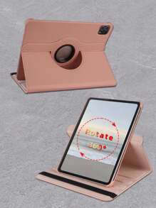 360° Rotatable Litchi Texture Tablet Case, Rose Gold, Customizable Text, Suitable For IPad Mini 6/7, 9.7, 10.2, 10.5, Air 4/5, 10th, 10.9, Pro 11", Air 11" (M2) 2024, Pro 11" (M4) 2024, Air 11" (M3) 2025, 11" (A16) 11th Gen 2025, 3-Angle Stand, Elastic Band, PU Leather, Auto Sleep/Wake
