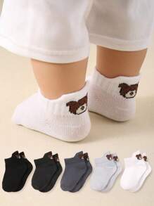 10 双装男婴短袜，带后跟，加高设计，可爱小熊图案，适合 0-3 岁宝宝，秋冬季穿着。 - 彩色 - 查看 2