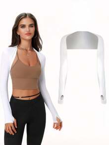 1 件女士凉爽披肩袖套带指孔，舒适透气，防紫外线，女士防晒凉爽披肩 - 彩色 - 查看 8