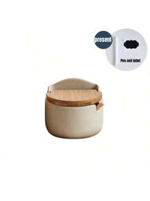 1 Stück/3 Stücke/4 Stücke grobes Keramik Gewürzglas Set mit Holztablett, beinhaltet Salz, Zucker, Hühnerbrühe, getrocknete Chilispeicher Behälter mit Löffeln, geeignet für Küche, Esszimmer, Outdoor Grill, wiederverwendbar
