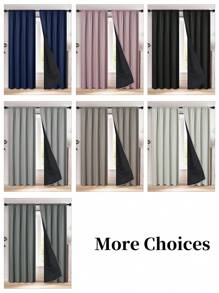 1件纯色100%遮光隔热窗帘，带涂层衬里，轻质涤纶面料，隔热耐用，杆袋式顶部设计，适用于客厅、卧室、阳台等场所。