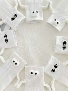 1/2 par de calcetines magnéticos para parejas, calcetines de media caña lindos que se pegan automáticamente, para primavera/otoño - Multicolor - Ver 3