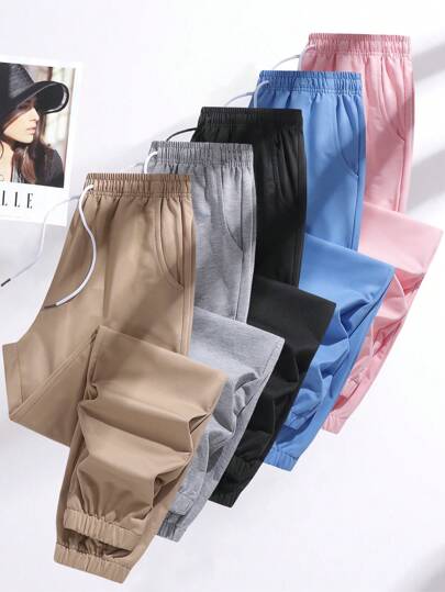 Pantalones casuales para mujer para exteriores - Pantalones deportivos con cintura elástica y bolsillos, pantalones ligeros para todas las estaciones, pantalones largos deportivos para mujer, adecuados para el gimnasio, lavables a máquina, diseño de unicolor, ajuste cómodo, estilo en forma de Y, cintura elástica, ideal para senderismo al aire entusiastas de los deportes