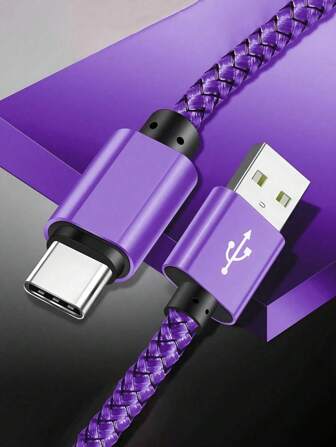 USB C 快速充电线 1 包 [3.3 英尺/6.6 英尺/10 英尺] USB A 至 C 尼龙编织充电线，兼容三星 Galaxy S25 S24 S23 S22 S21 S10、Note 20 10 9 A51 G8 G7、Pixel、One Plus 更多 USB C 端口手机快速充电线