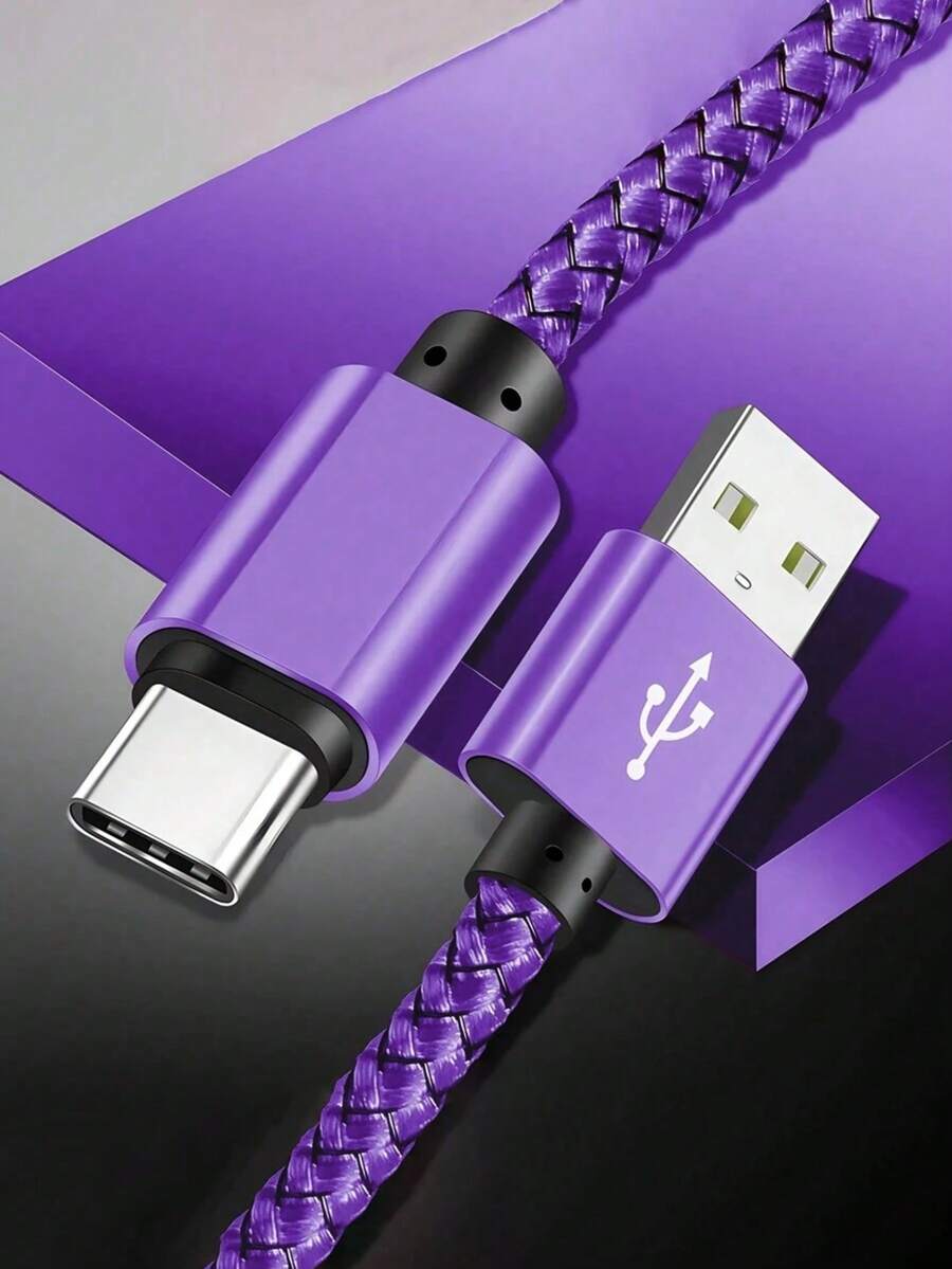 1条USB-C快速充电线[3.3英尺/6.6英尺/10英尺] USB-A转C尼龙编织充电线，兼容三星Galaxy S25 S24 S23 S22 S21 S10、Note 20 10 9 A51 G8 G7、Pixel及其他USB-C设备