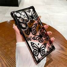 Funda de Teléfono con Patrón de Mariposa de Línea Negra para Samsung S25 S24 S23 S22 S21 FE Ultra Plus 4G 5G, Resistente a Impactos, Transparente, Cubierta Trasera Suave - Colores mixtos - Ver 2