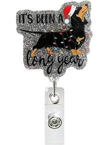 Snowflake Badge Reel Retractable Alligator Badge Clip Blue Glitter Badge Reels Xmas Badge Holder Doctor Nurse Hospital Worker Teacher Student Id Card Decoration - 聖誕徽章捲軸 15 - 查看 1