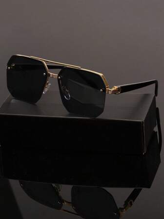 1PC 2025 New Glasses With High-End Feel, Big Brand Flat Half Frame Glasses, Fashionable Fashion Glasses For Driving, Outdoor Fishing, Sports, Beach, And Daily Wear, Versatile Glasses