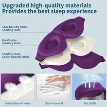 ZGGCD Sleep Mask For Side Sleeper Light Blocking Sleeping Eye Mask For Women And Men 3D Contoured Cup Night Blindfold Luxury Eye Cover Eyeshade With Adjustable Strap For Travel And Nap Black - Màu tím - Xem 5