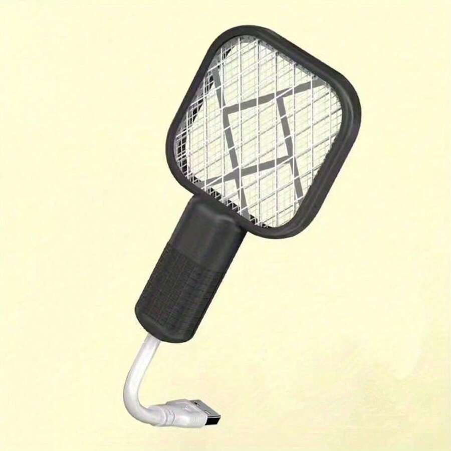 Mini Electric Mosquito Swatter, USB Electric Fly Swatter, 2-In-1 Electric Bug Zapper With 5 Layer Safety Mesh, Suitable For Home/ Office/ Camping - Black - View 1