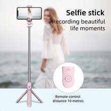 TOKQI 3-In-1 Wireless Selfie Stick Tripod - Portable Phone Holder With Remote, Extendable For Travel Vlog, Live Streaming, Photography - Universal All Smartphones (IOS/Android) - Pink - View 4
