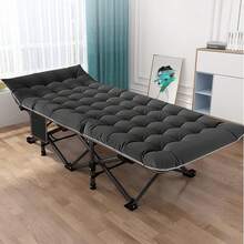 Cama plegable de exterior:Cama plegable resistente de 190 x 80 cm (300 lb), estructura de hierro portátil, ideal para oficina, exteriores o uso doméstico, diseño seguro y silencioso, ideal para la salud mental. - Negro - Ver 9