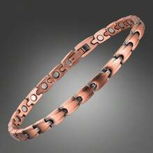 1PC 99.99% Pure Copper Magnetic Bracelet For Men Women Adjustable Cuff Bangle Simple Style Decoration Gifts Mother's Day Gift Included Sizing Tool - Bronze - View 13