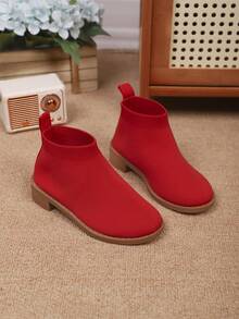 1 Pair Fashion Casual Soft Bottom Comfortable Elastic Ankle Boots, Children's Holiday Travel Autumn/Winter Short Boots