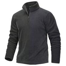 FASBUCO Men's Lightweight Fleece Shirts 1/4 Zip Long Sleeve Pullover Spring Fall Stand Collar Shirts