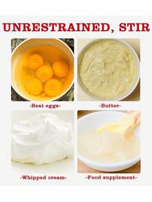 1pc Stainless Steel Semi-Automatic Egg Beater, Stainless Steel Hand Push Rotary Mixer, Egg Whisk, Cooking Utensil, Baking Tool, Practical Kitchen Tool - Multicolor - View 8