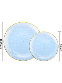 1pc/25pcs/50pcs Transparent Blue Plates, Hammered Blue Plates, 25pcs Transparent Fancy Dessert Plates, 25pcs Party Plates - Multicolor - View 2
