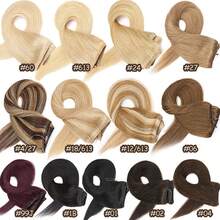 Invisible Headband Wire Clip In Remy Human Hair Extensions Full Head Extensiones De Cabello Humano #24 Natural Blonde #27 Dark Blonde #60 Platinum Blonde #613 Bleach Blonde - #24 Tóc vàng tự nhiên - Xem 10
