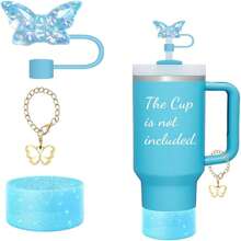 AiScrofa 4 件套杯子配件套装 - 仿珍珠链编织设计水瓶手柄带、硅胶杯套