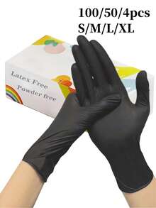 100/50 只一次性丁腈手套，耐用家用清洁手套，不含乳胶，无粉，适用于家庭和厨房清洁、家务、绘画和户外旅行及家用小工具
