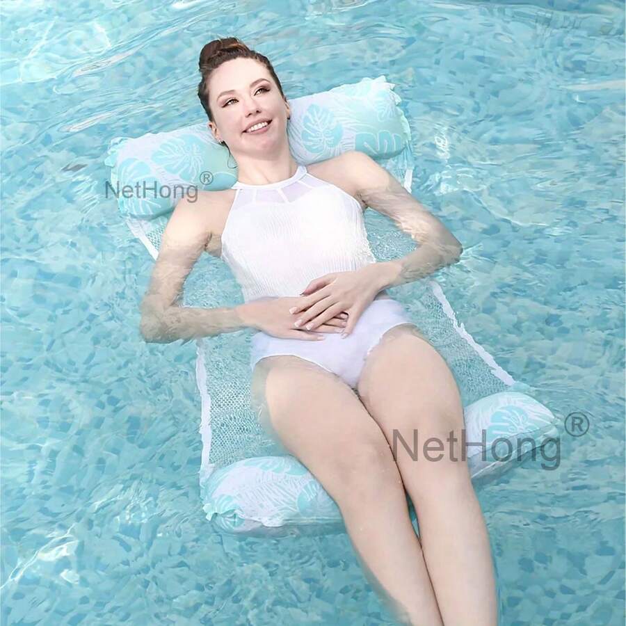 NetHong Versatile Inflatable Pool Foldable 4 In 1 Swimming Pool Water Hammock Lounger Portable Float Lounge Chair Summer Water Activities UK - Lime Green - View 1