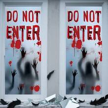 1/2 Pieces, Halloween Style Horror Pattern Window Film Decal - Large Size Halloween Red Blood Handprints Footprints "HELP / DO NOT ENTER" Decorative Design, Horror Ghost Shadow, Anti-Peeping Privacy Window Film, Enhance Your Home Decoration Halloween Decor Christmas Decoration Thanksgiving Wedding Home Decor Home Decor Fall Decor Autumn Decor Birthday Decorations For Gifts Party Supplies Indoor Holiday Festival Decor Wall Decor Halloween Ornaments - Multicolor - View 5
