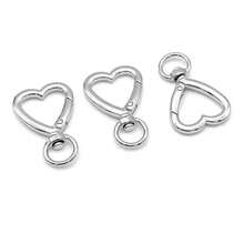 6pcs Heart/Spiral Circle/Spring Ring Keychain New Jewelry Accessories Heart Keyring DIY Small Gift Pendant - Silver 6 Heart Buckle - View 2