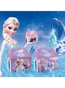 12/24件套动漫主题派对礼品冰雪奇缘安娜公主礼盒卡通动漫人物形象派对节日生日装饰糖果便携纸盒