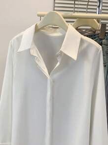 ​Women's Solid Color Casual Button-Down Shirt Long Sleeve Office To Weekend Versatile All-Season​