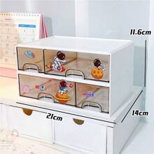 1 件多功能收纳盒，抽屉式梳妆台收纳盒，透明多层隔层化妆品收纳盒，书桌抽屉式文具收纳盒，学生宿舍，办公室