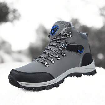 Wandelschoenen voor heren, modieuze leren rijlaarzen, trekkinglaarzen, antislip en slijtvaste TPR-zool, thermische voering, warm en comfortabel
